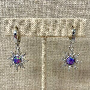 Silver Star Opal Drop Earrings